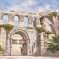 Papier peint panoramique Vestiges de Dalmatie avec ruines en pierre et architecture méditerranéenne en Croatie