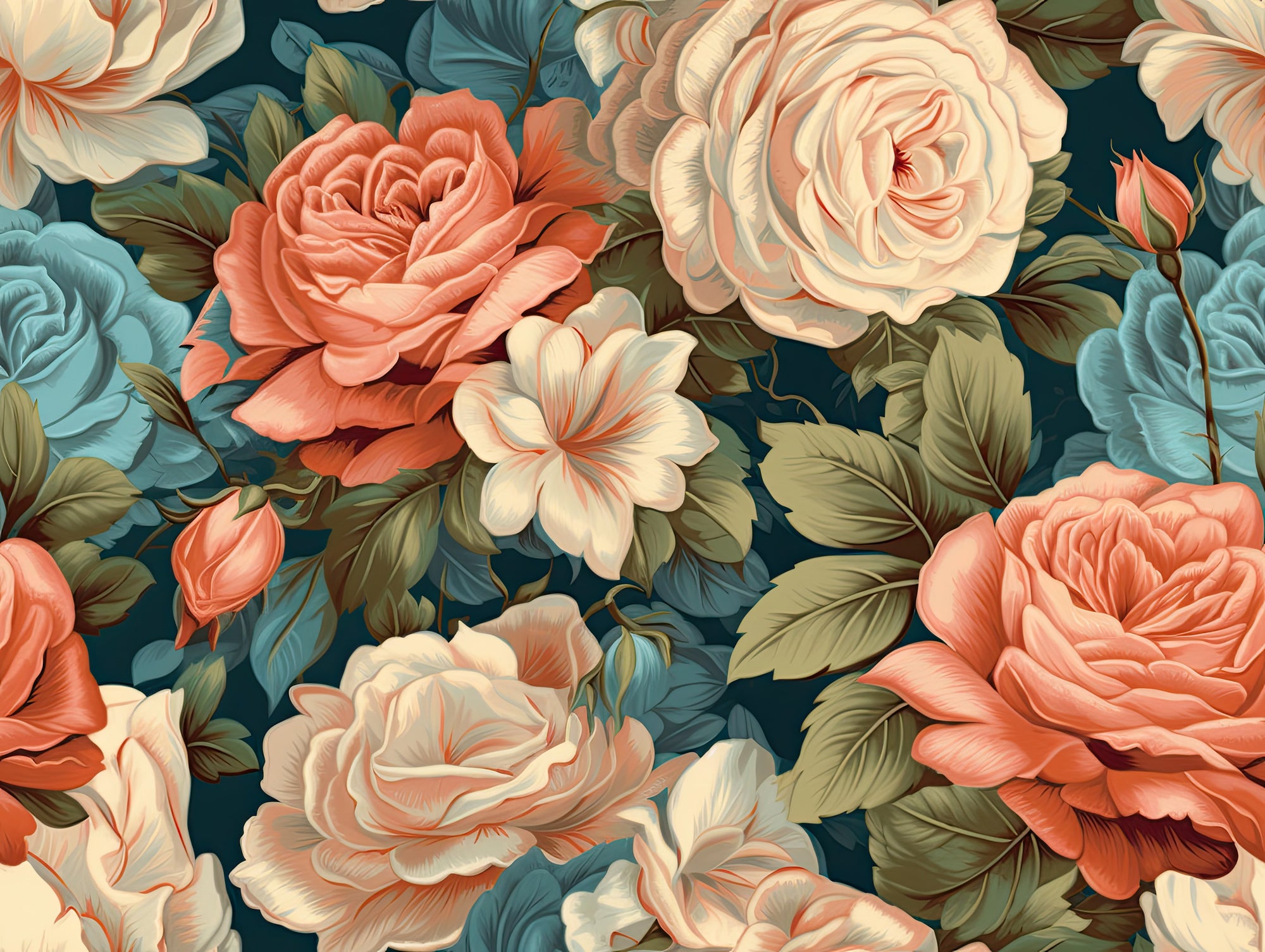 Papier peint panoramique Roses d’Écume
