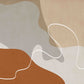 Décor mural abstrait beige terracotta et gris aux formes organiques et lignes blanches