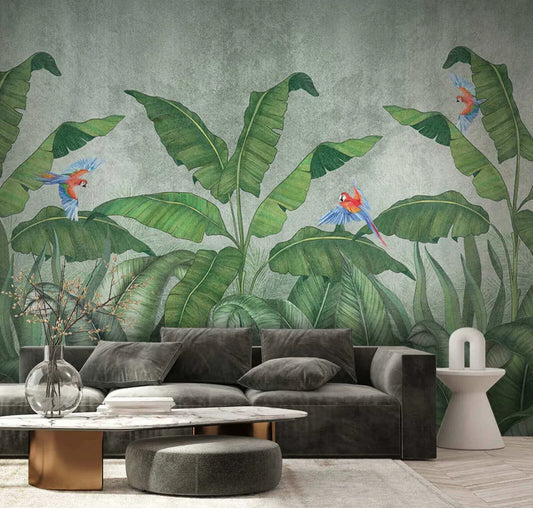 Fresque murale jungle luxuriante