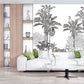 Papier peint panoramique forêt tropical palmier noir et blanc