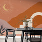 Papier peint panoramique illustration désert au clair de lune - Poésie Murale