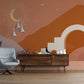 Papier peint panoramique illustration désert au clair de lune - Poésie Murale
