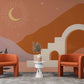 Papier peint panoramique illustration désert au clair de lune - Poésie Murale