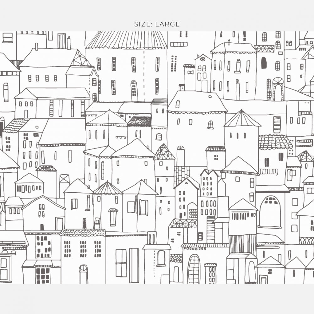 Papier peint panoramique illustration ville noir et blanc