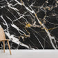 Papier peint panoramique marbre noir blanc et doré - Poésie Murale