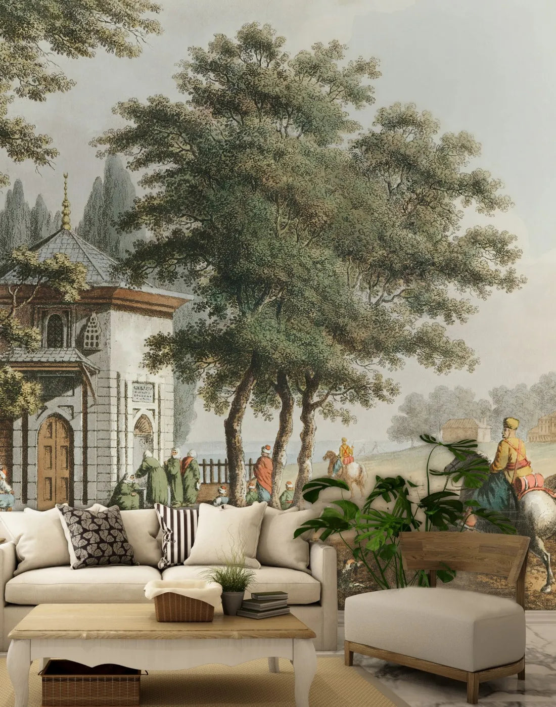Papier peint panoramique paysage vintage - Poésie Murale