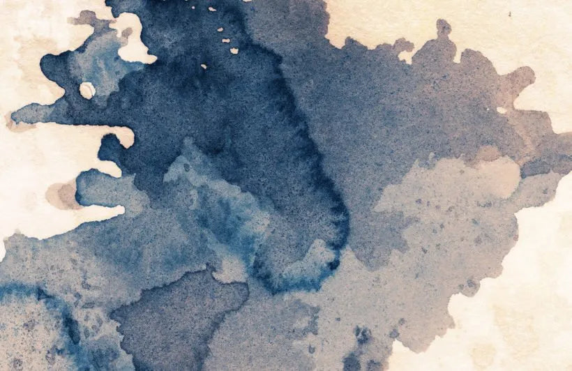 Papier peint panoramique peinture aquarelle abstraite bleu - Poésie Murale