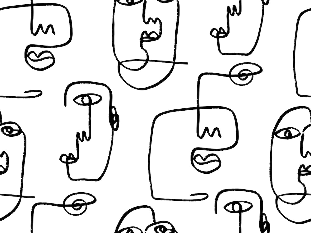 Papier peint panoramique peinture visage abstrait