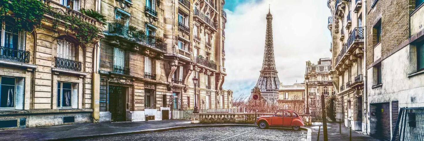 Papier peint panoramique photo de paris et sa tour Eiffel - Poésie Murale