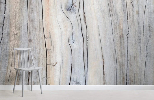 Papier peint panoramique trompe l’œil mur de bois flotté - Poésie Murale