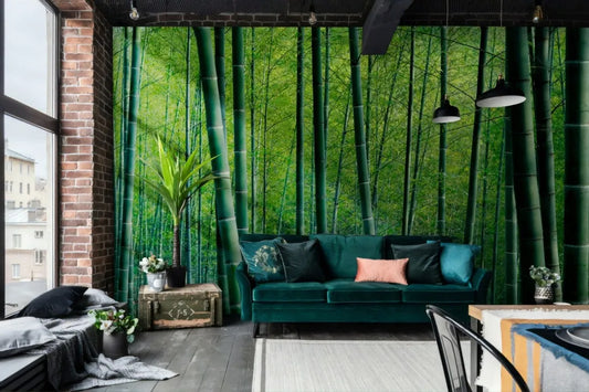Papier peint panoramique forêt de bambou - Poésie Murale