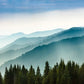 Papier peint panoramique montagne sous la brume - Poésie Murale