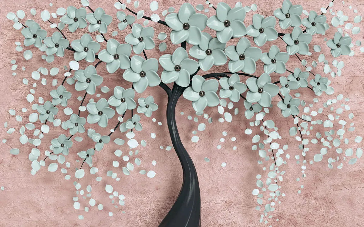 Papier peint panoramique arbre en fleur 3D