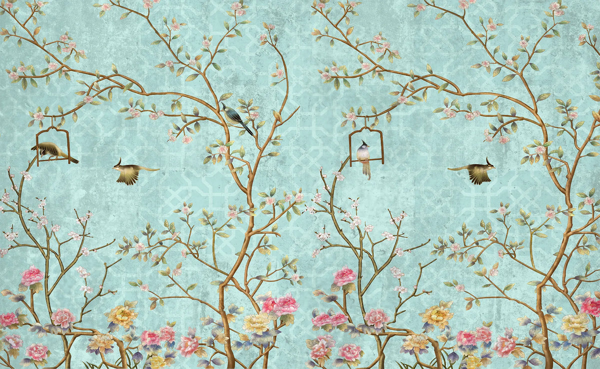 Papier peint panoramique arbre en fleur - Poésie Murale