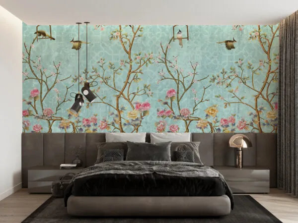 Papier peint panoramique arbre en fleur - Poésie Murale