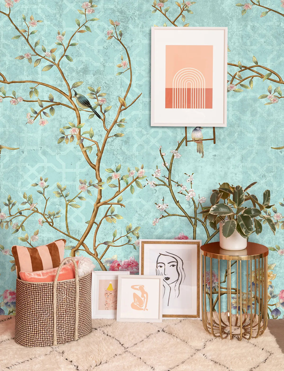 Papier peint panoramique arbre en fleur - Poésie Murale