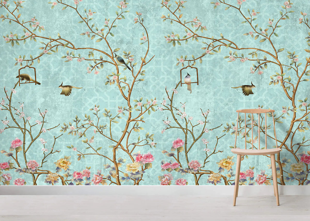 Papier peint panoramique arbre en fleur - Poésie Murale