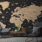 Papier peint panoramique carte du monde noir et beige