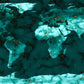 Papier peint carte du monde effet marbre vert