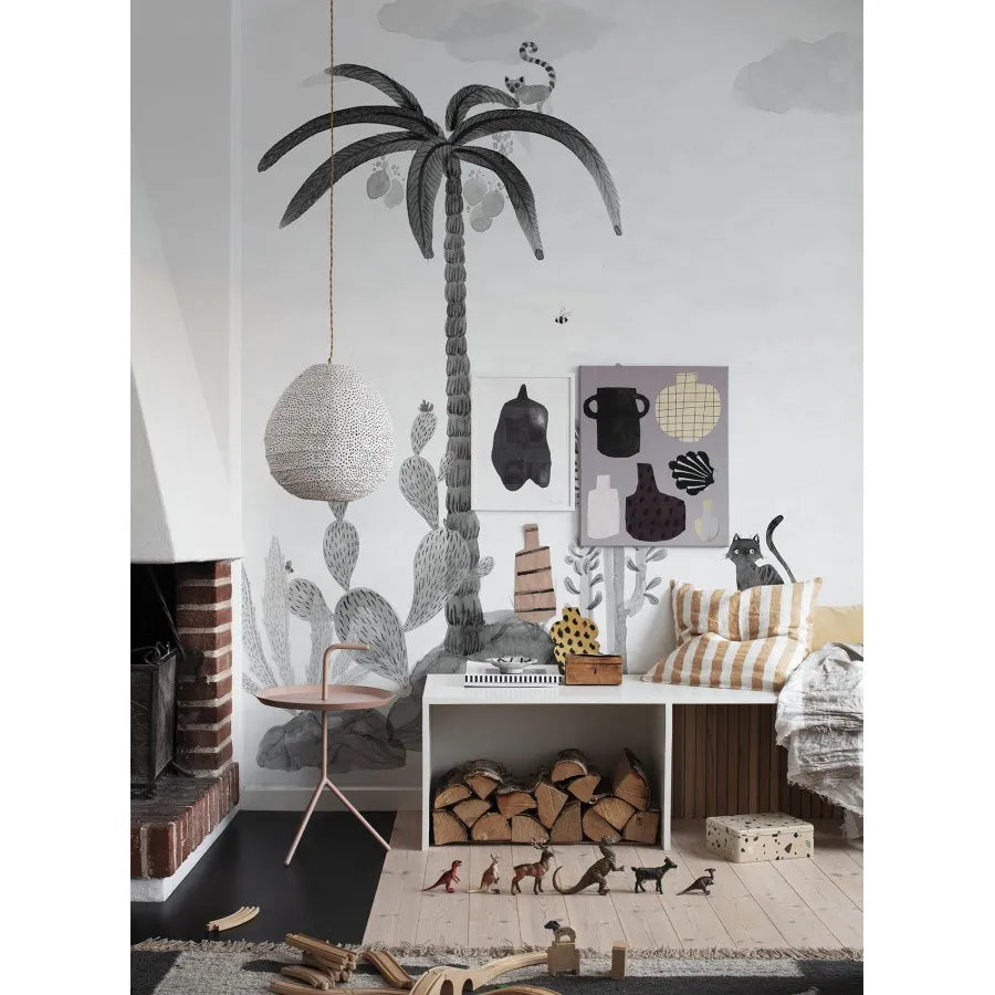 Papier peint cocotier noir et blanc