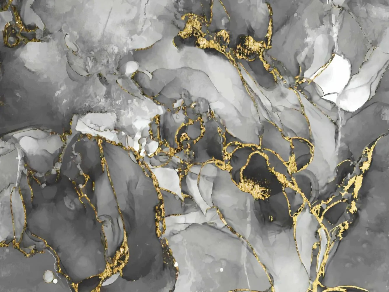 Papier peint peinture marbre gris et doré