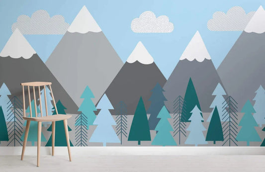Papier peint montagne enneigée collection enfant - Poésie Murale