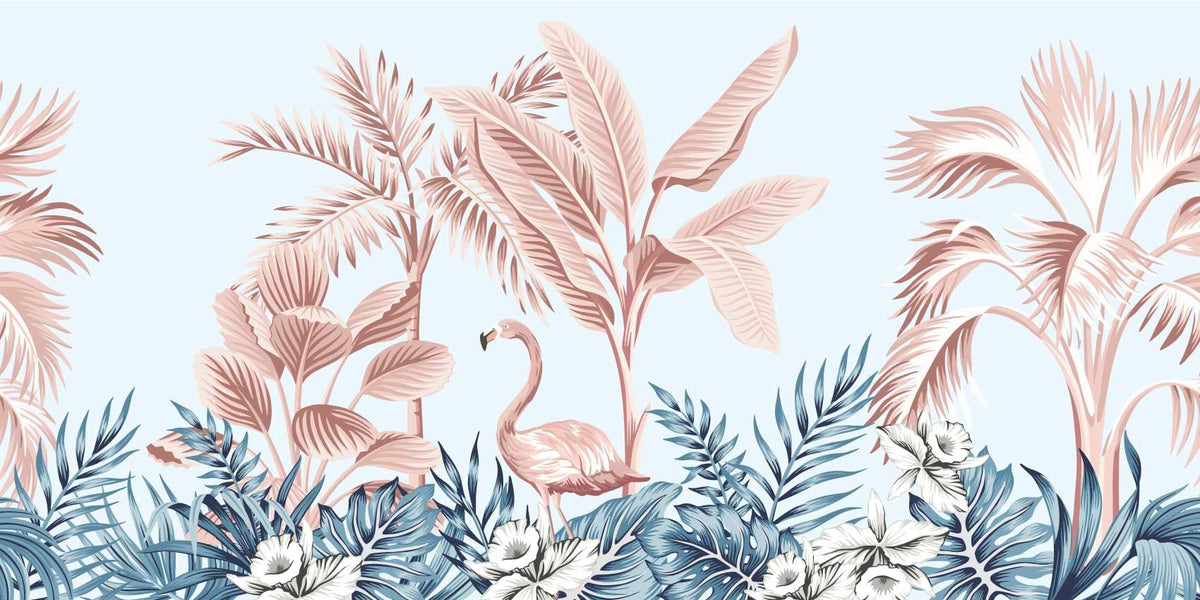 Papier peint panoramique flamant rose - Poésie Murale