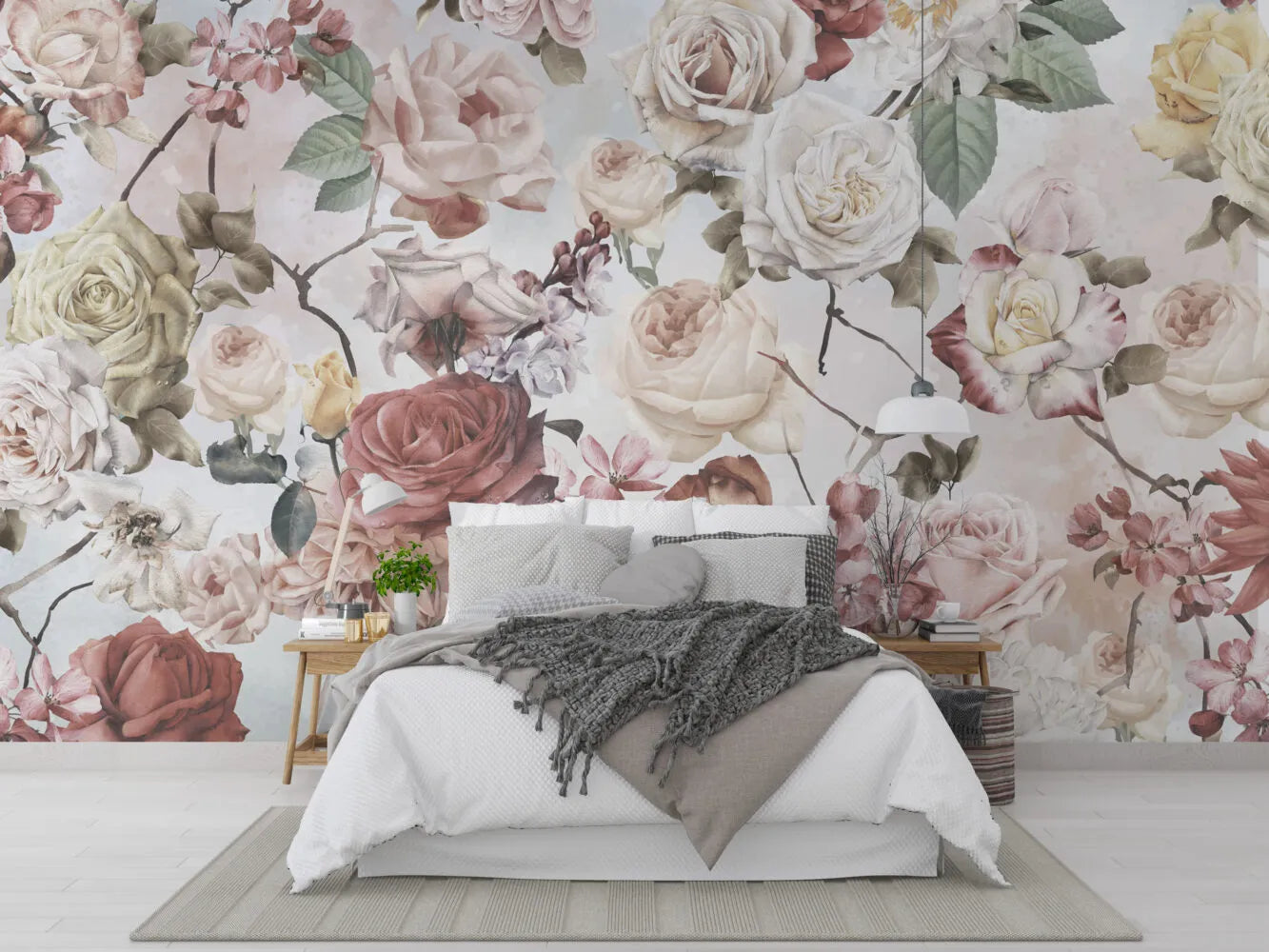 Papier peint rose vintage - Poésie Murale