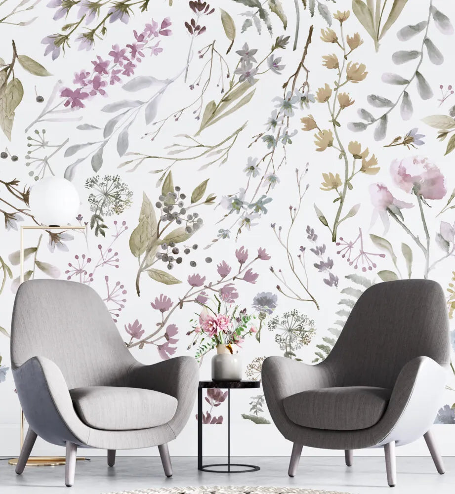 Papier peint panoramique fleuri - Poésie Murale