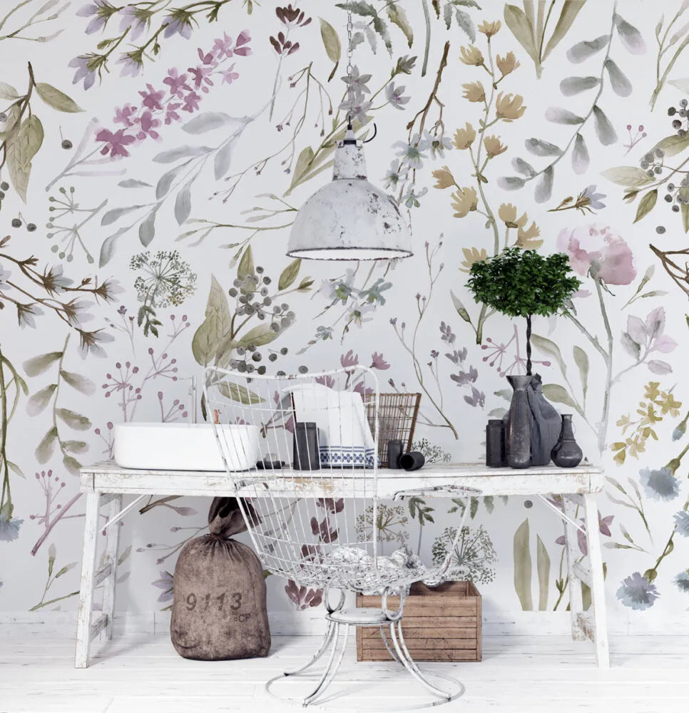 Papier peint panoramique fleuri - Poésie Murale