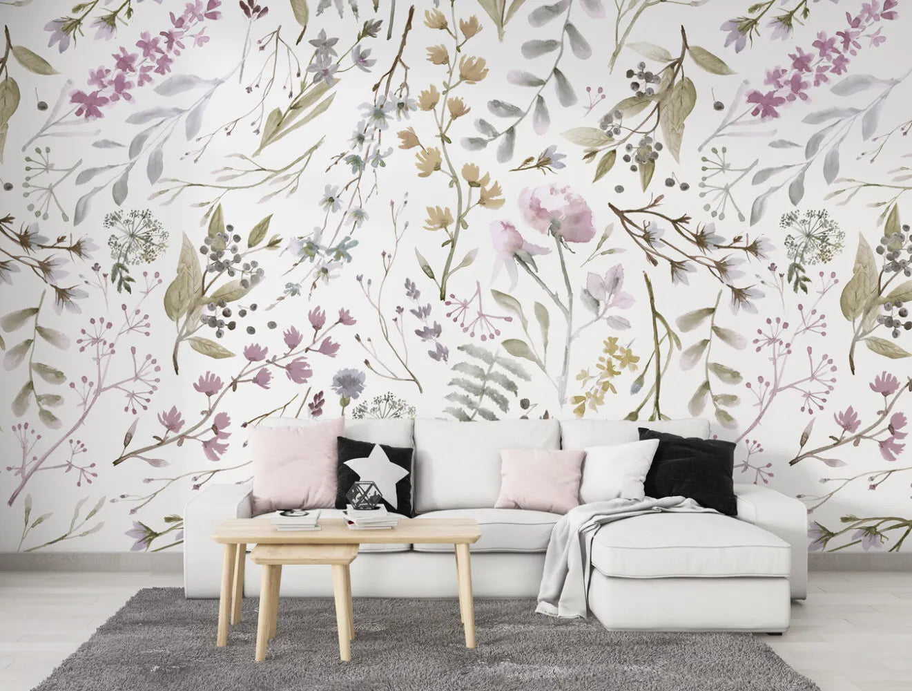 Papier peint panoramique fleuri - Poésie Murale