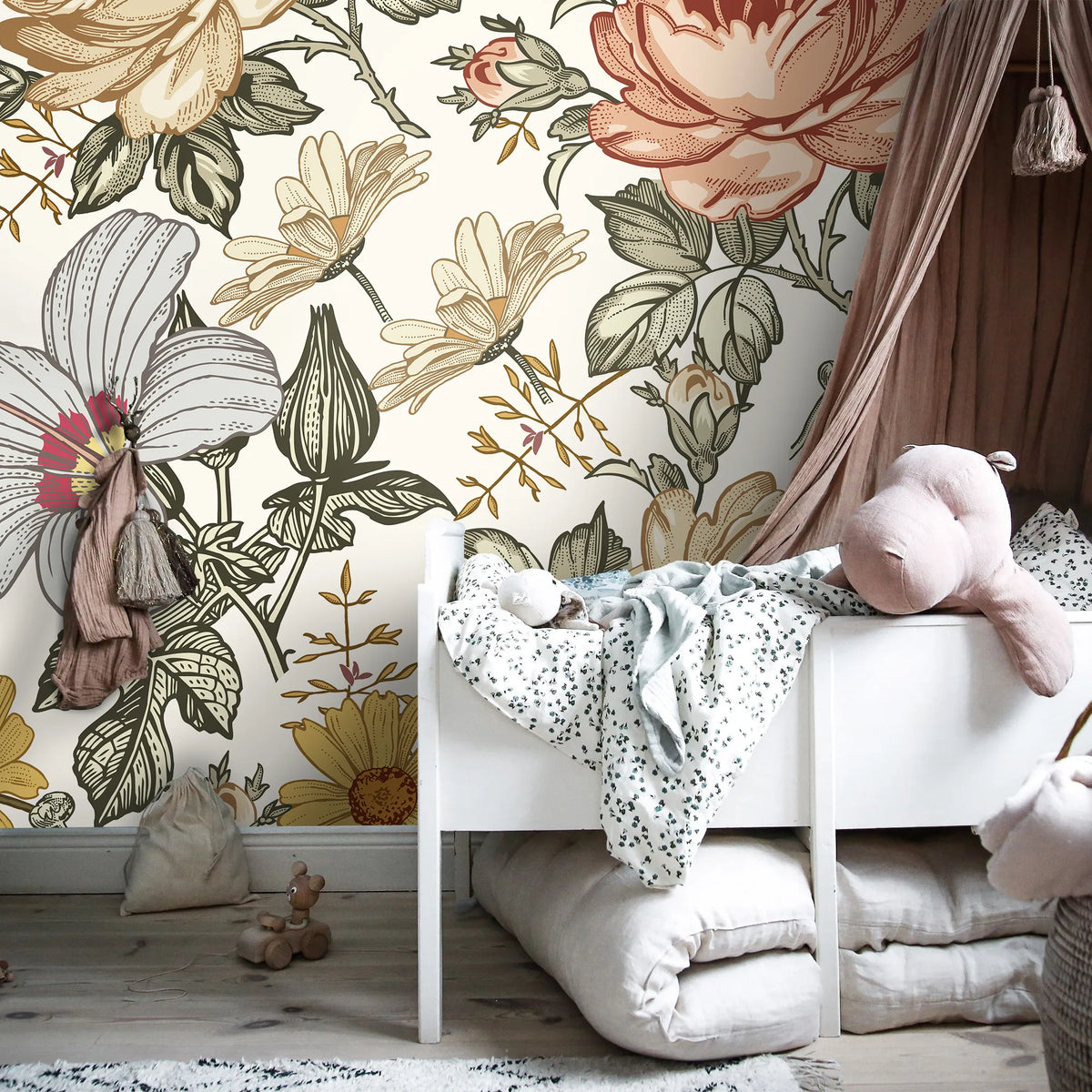 Papier peint illustration florale - Poésie Murale
