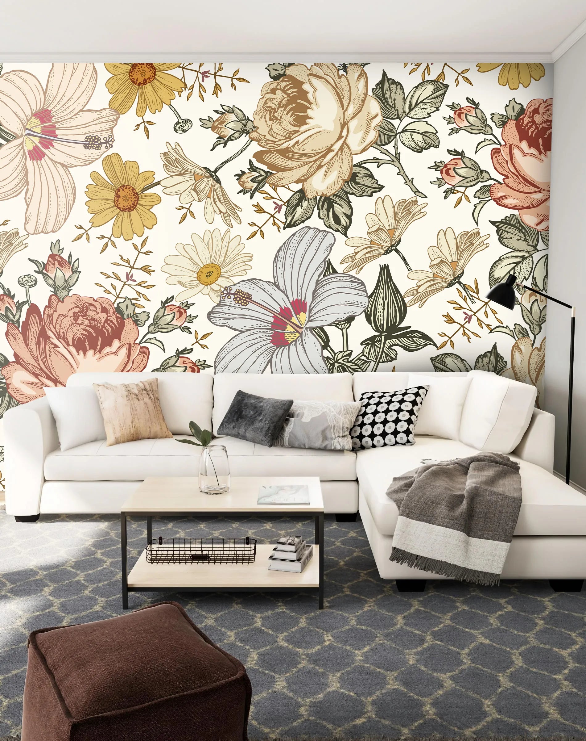Papier peint illustration florale