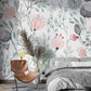 Papier peint illustration florale graphique - Poésie Murale