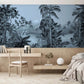 Papier peint panoramique forêt tropicale bleue