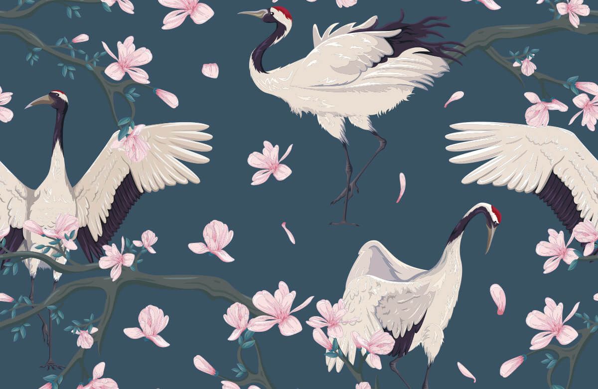 Papier peint grues japonaises