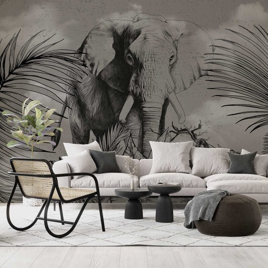 Papier peint éléphant majestueux - Poésie Murale