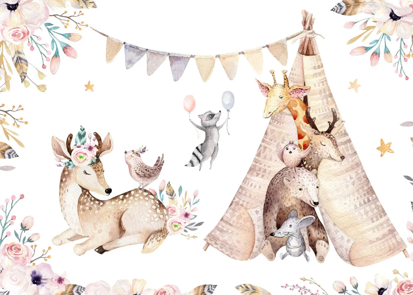 Papier peint Biche, Ours & Cie