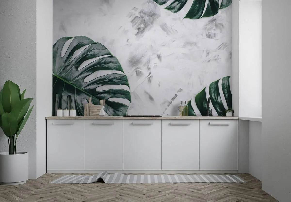 Papier peint panoramique feuille de monstera