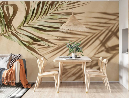 Papier peint panoramique ombre feuille de palmier