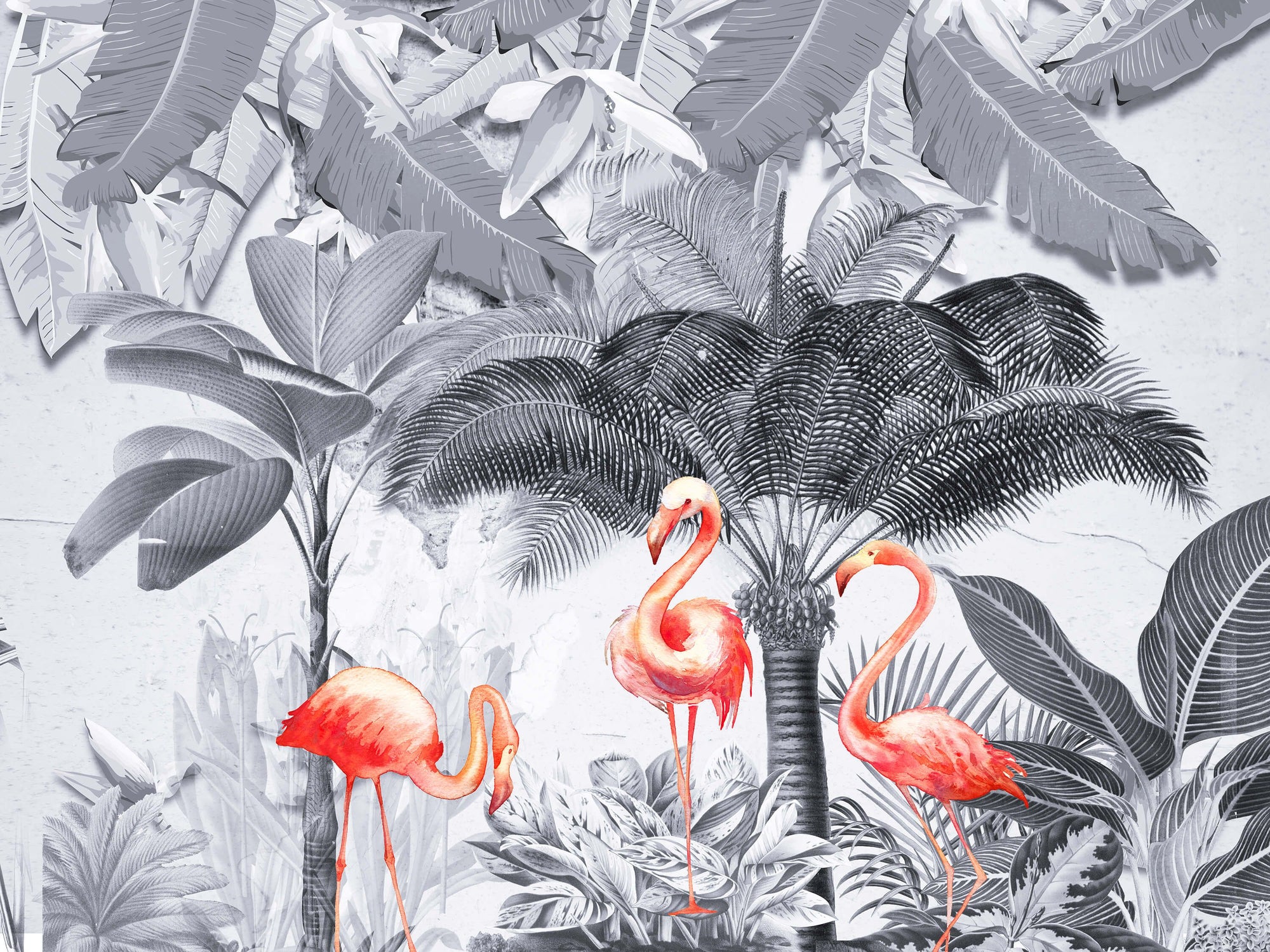 Fresque murale flamant rose