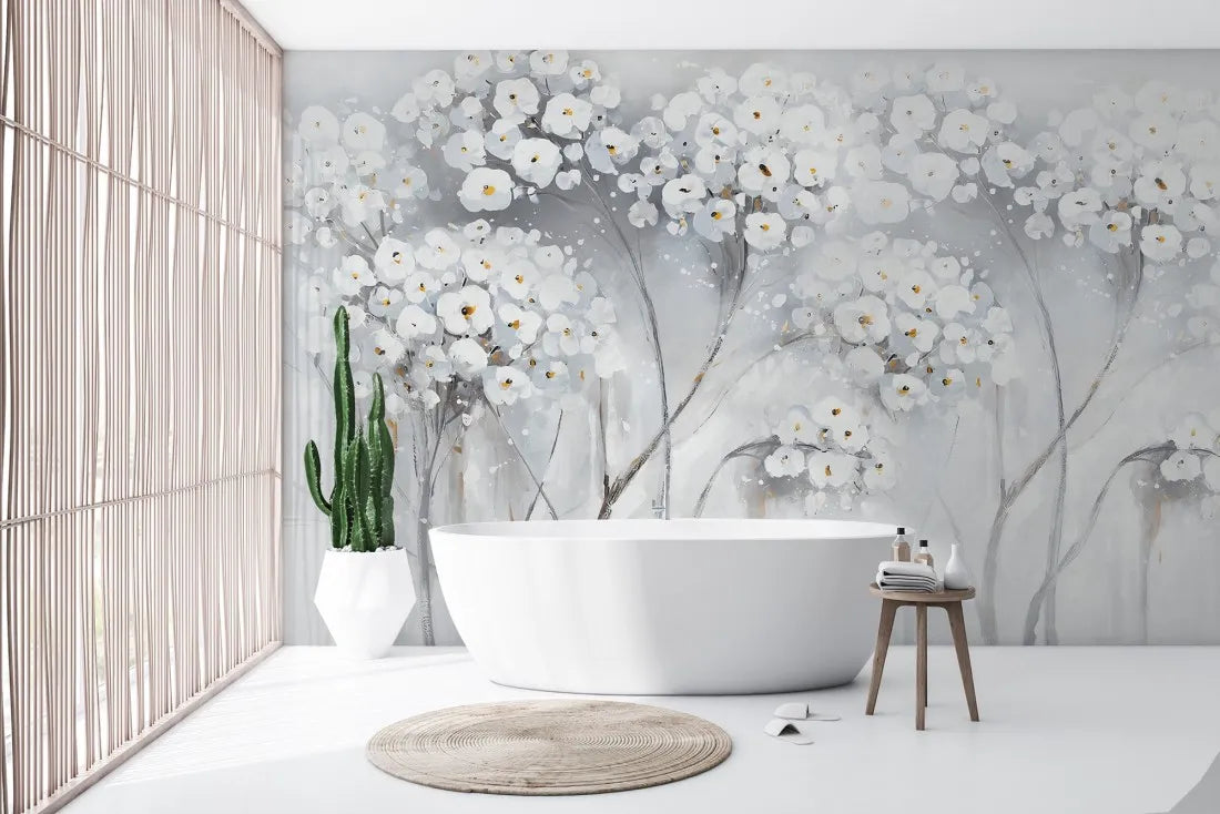 Papier peint sur mesure arbre fleuri - Poésie Murale