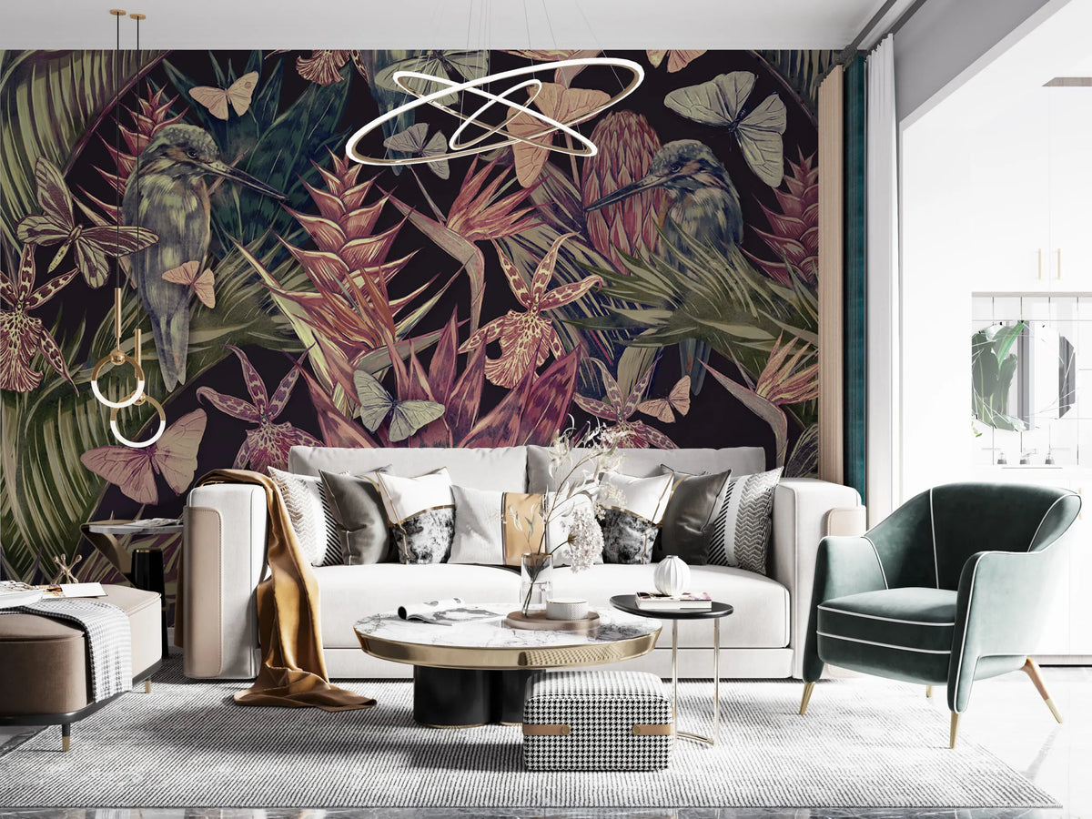Papier peint panoramique fleur tropicale - Poésie Murale