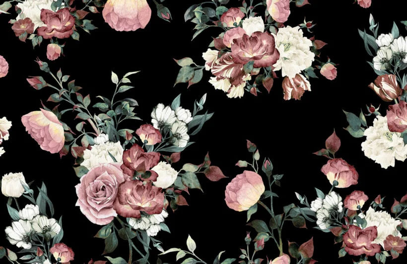 Papier peint pivoine et rose