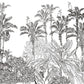 Papier peint panoramique forêt tropical palmier noir et blanc