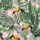 Papier peint panoramique végétation tropical et toucans
