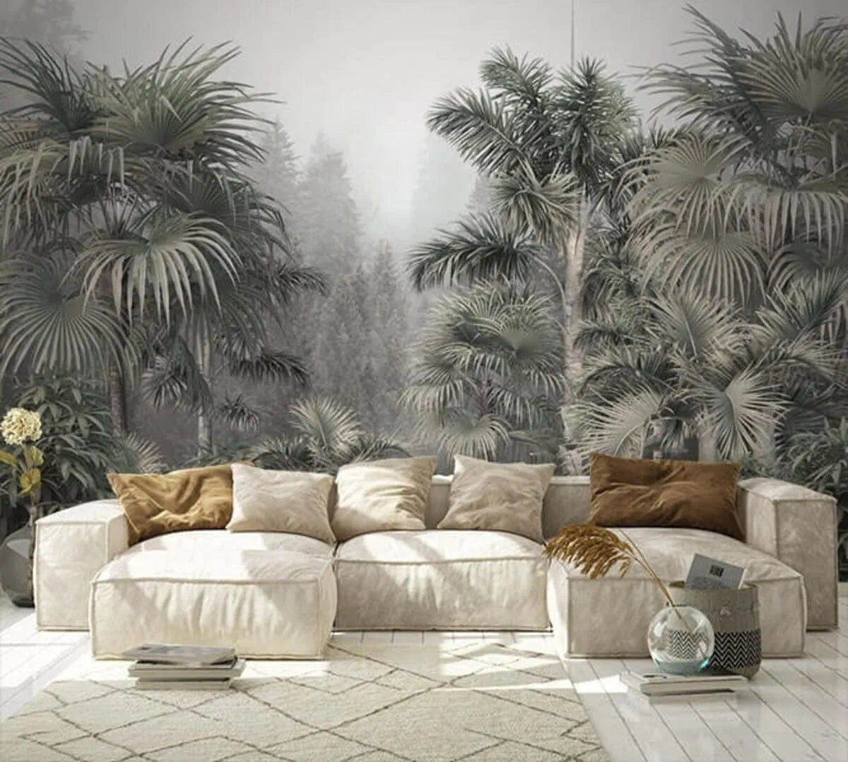Papier peint panoramique forêt tropicale luxuriante