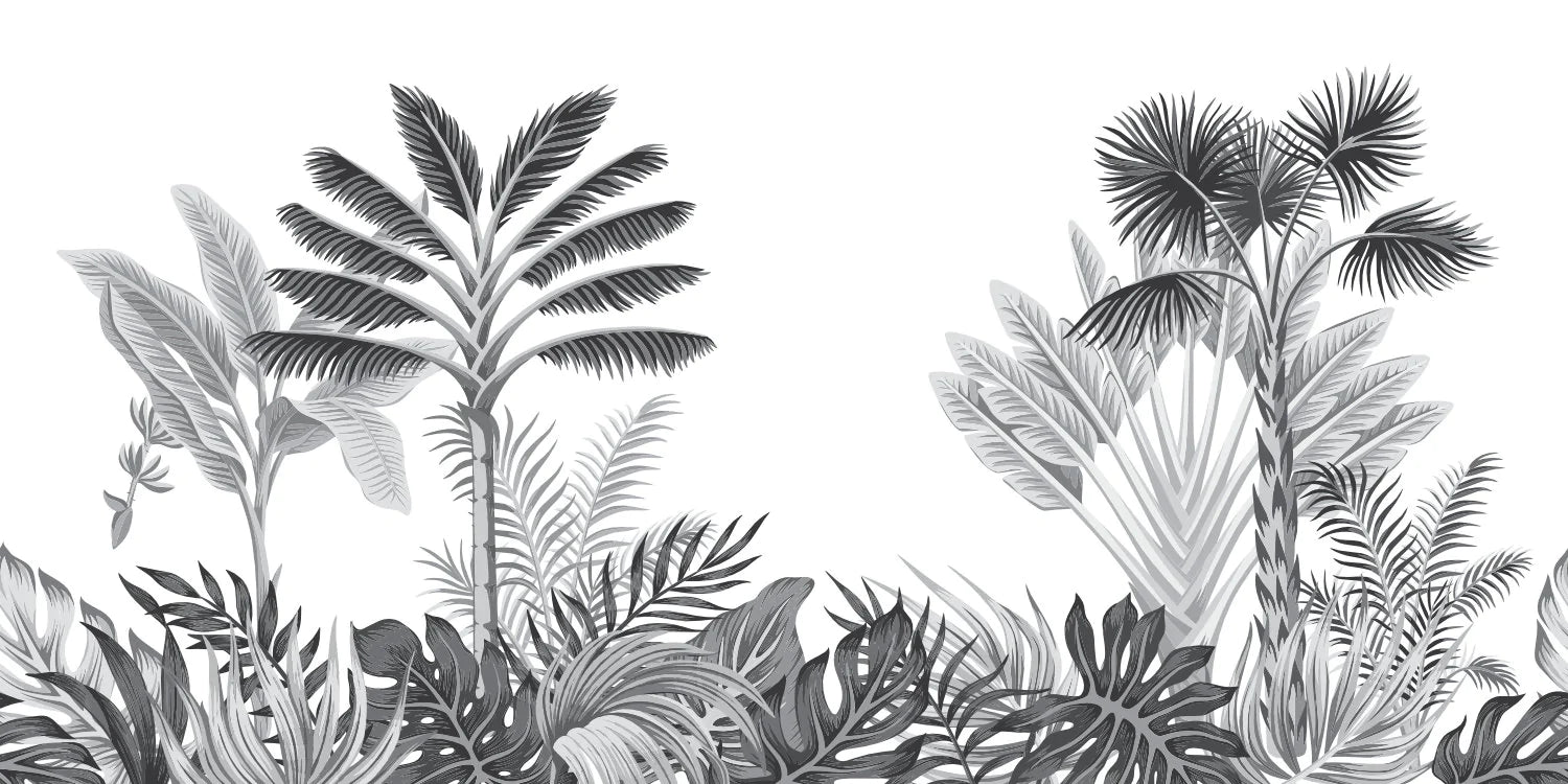 Papier peint panoramique Palmes Graphite