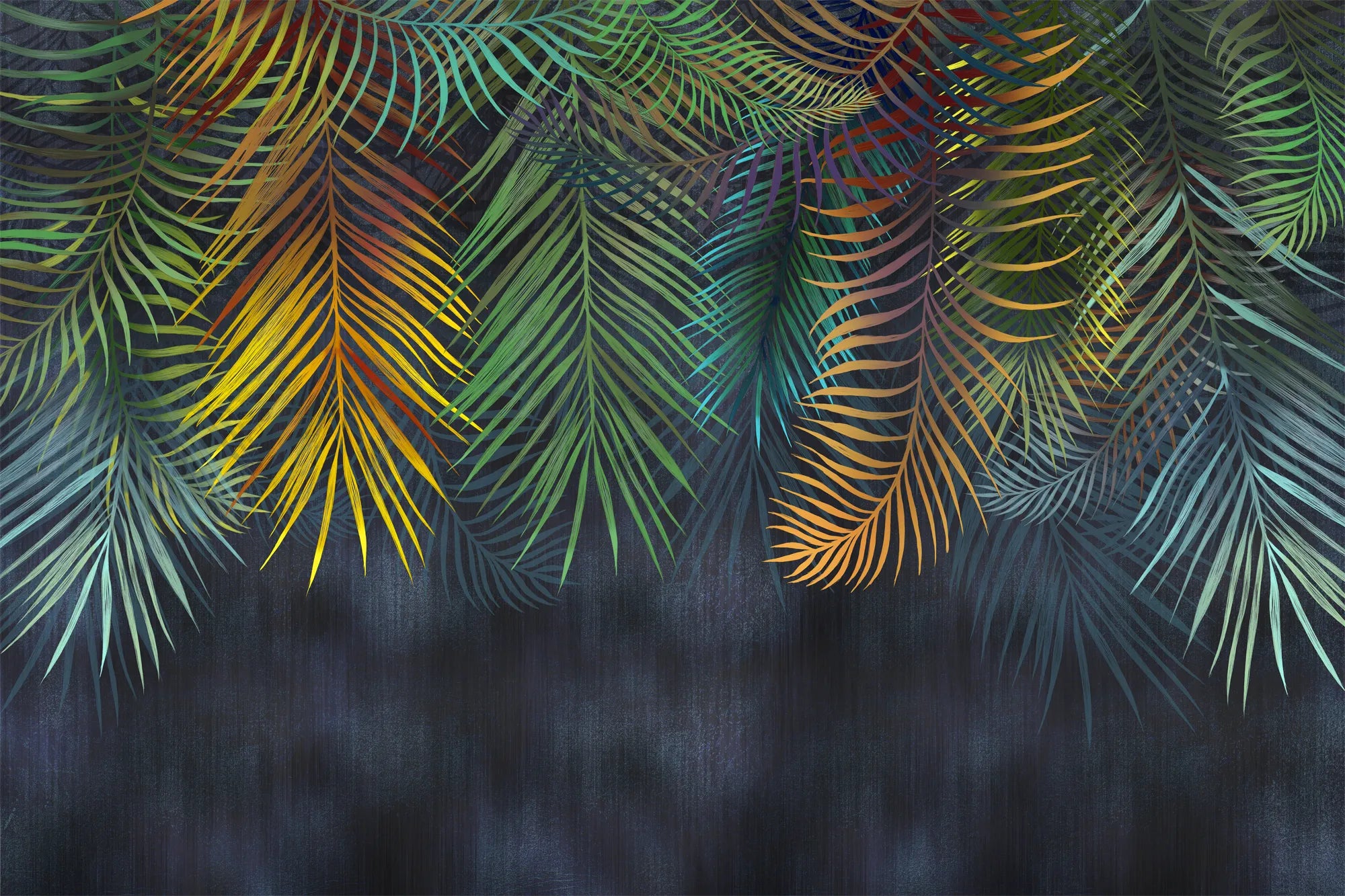 Papier peint panoramique plume multicolore